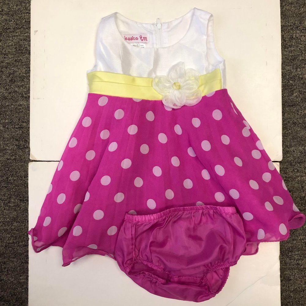 Jessica Ann 12M Pink Polka Dot Dress and Bloomers